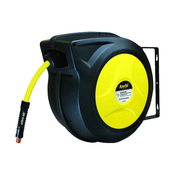 Plews-Edelmann Amflo Ultra Air 50 ft. L X 3/8 in. D Hybrid Polymer Air Hose Reel 300 psi Black 588HR-RET - main